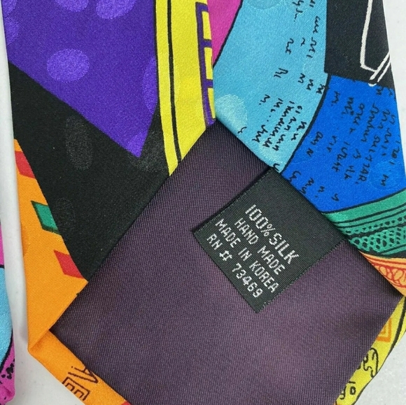 Addiction Neck Tie Vintage Wall Street Money Financial Theme Bright Colors - Picture 7 of 8